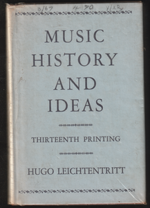 Music History And Ideas Thirteenth Printing By Hugo Leichtentritt