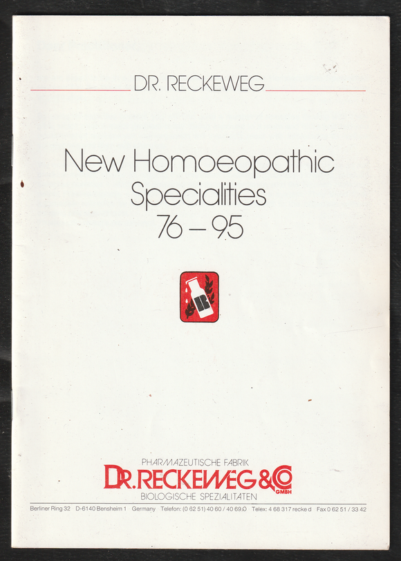 New Homoeopathic Specialities 76-95 By Dr. Reckeweg